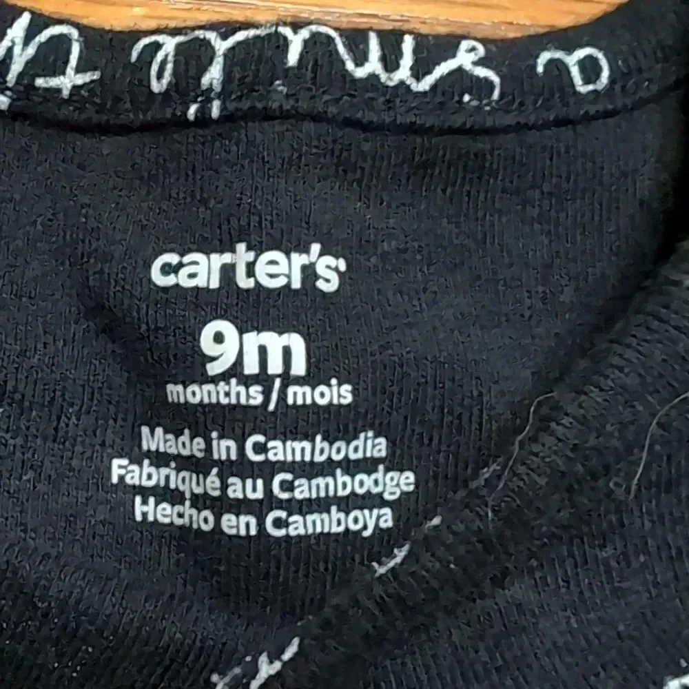 Carter's 9 Month Baby Short Sleeve Onesies Black White Gold